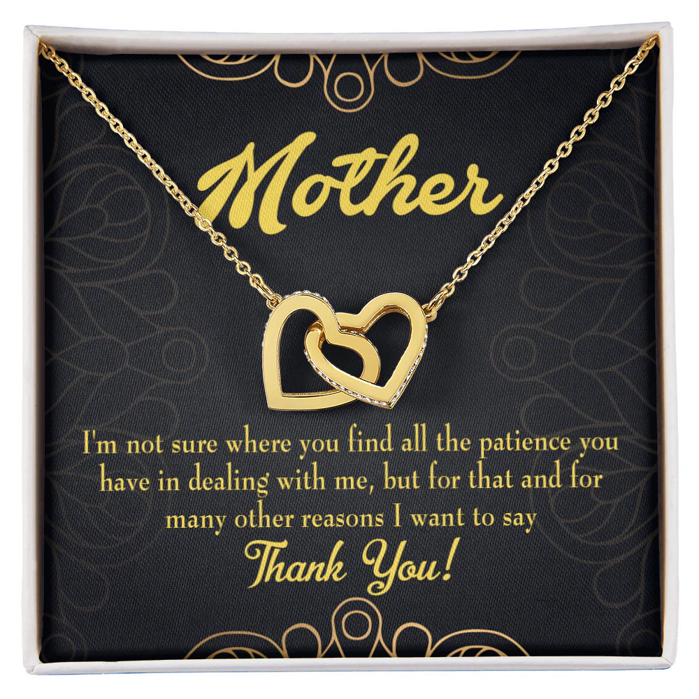 To Mom Patience Inseparable Hearts CZ Necklace Gold Tone Standard Box